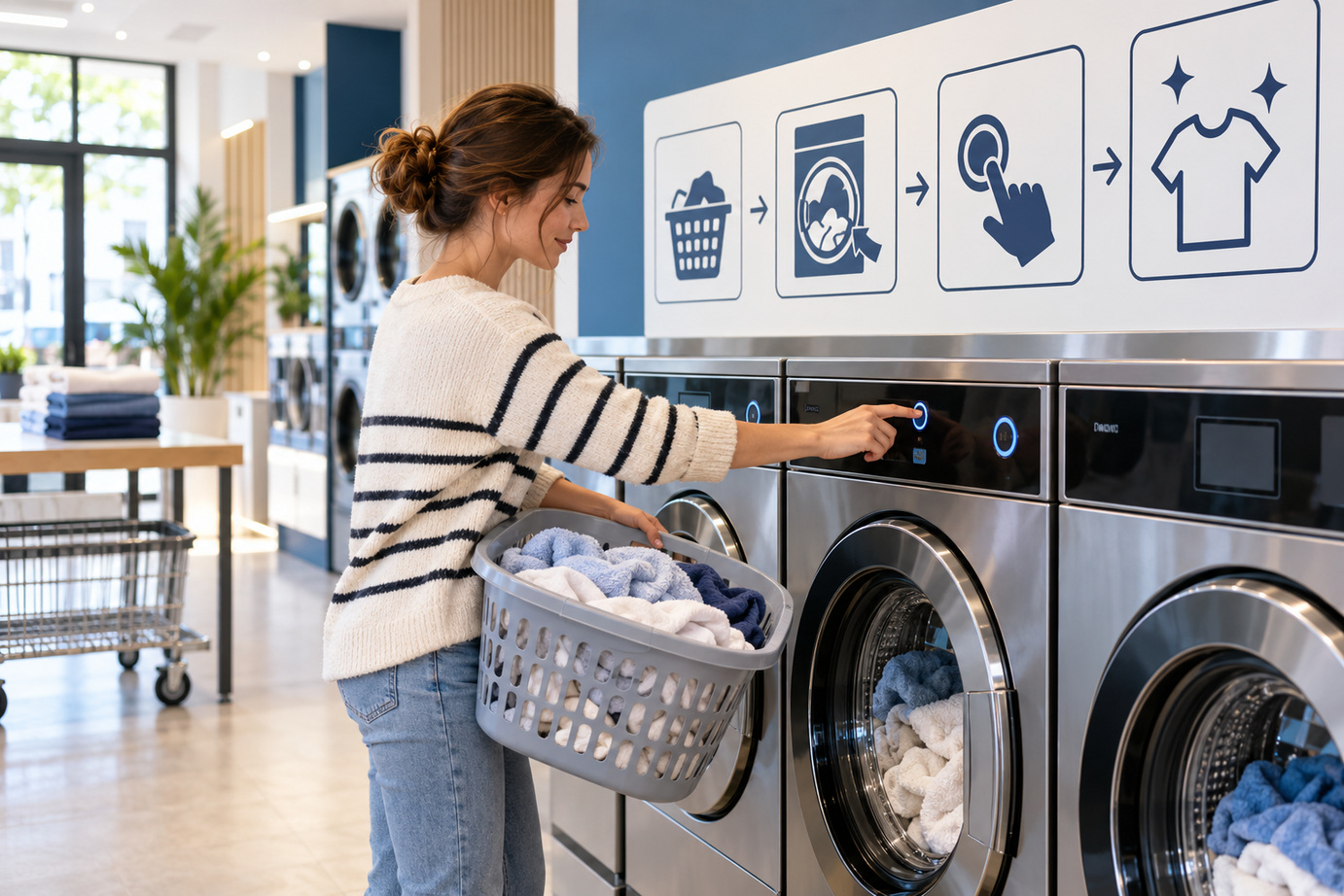 Lavanderia self-service: cartelli e istruzioni che evitano errori