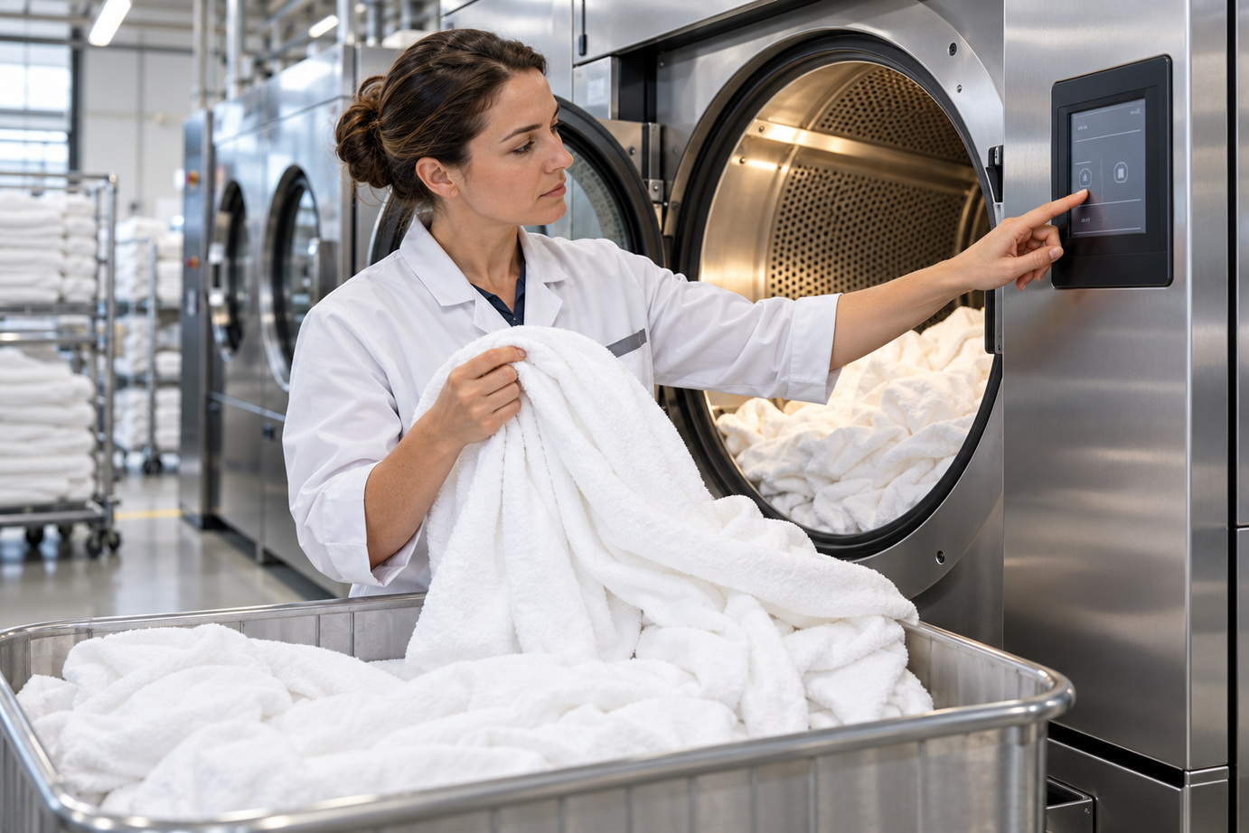 Ergonomia della lavanderia: ridurre i trasferimenti dei carrelli