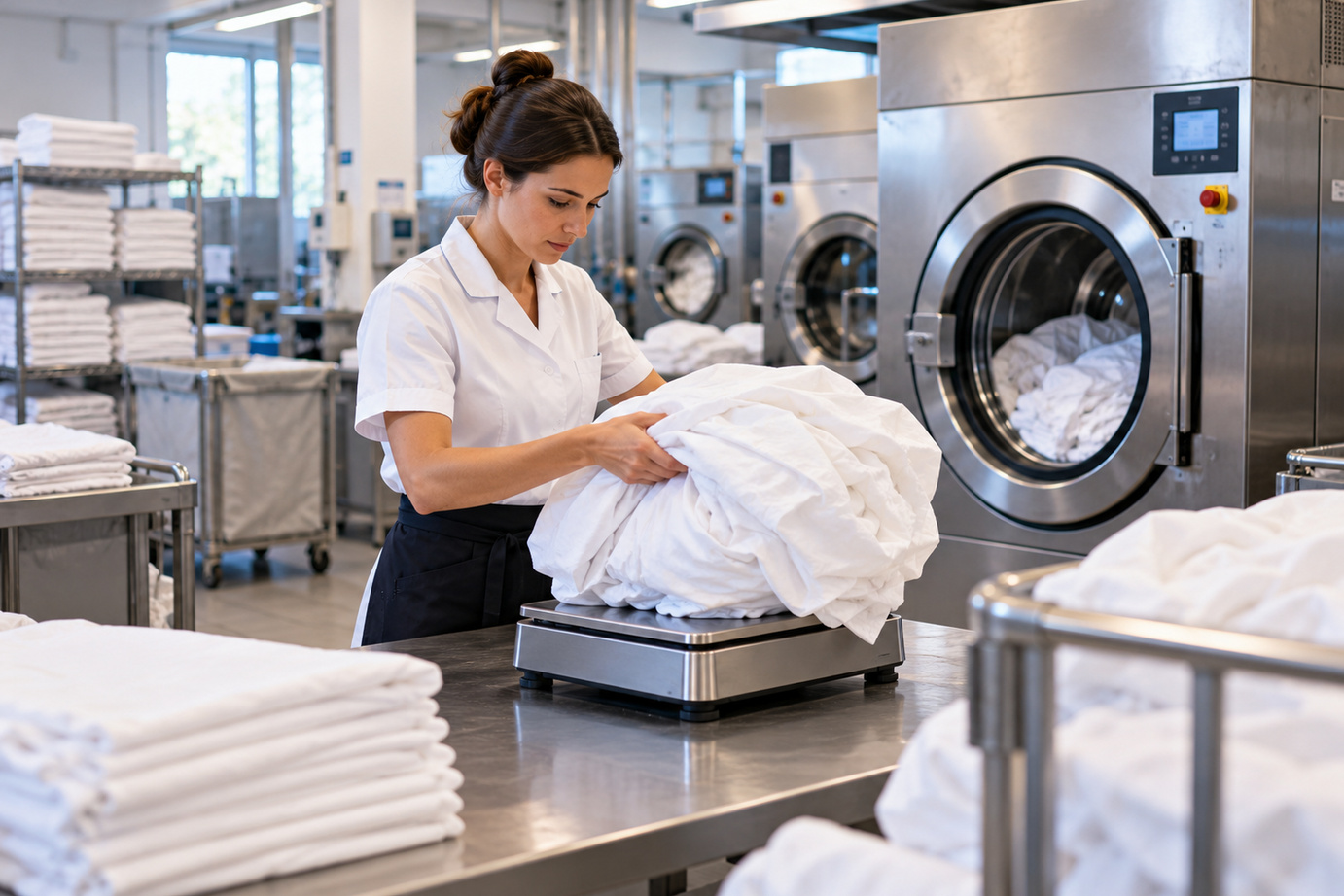 Lavatrice 10–15 kg per piccoli hotel: calcolare i lotti