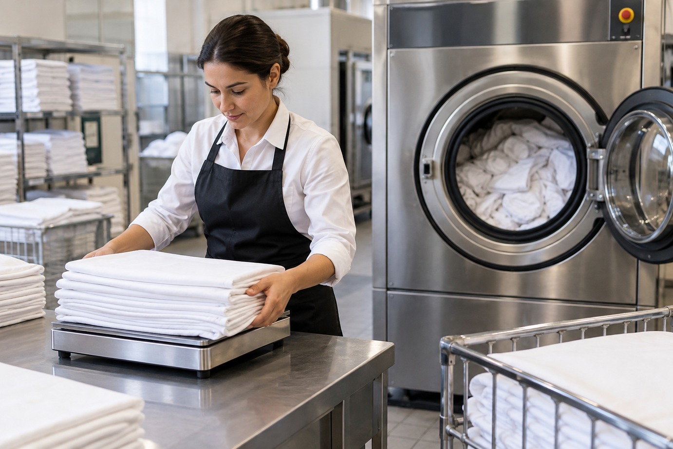 Tovagliato di ristorante: calcolare i carichi per lavatrici 18–20 kg
